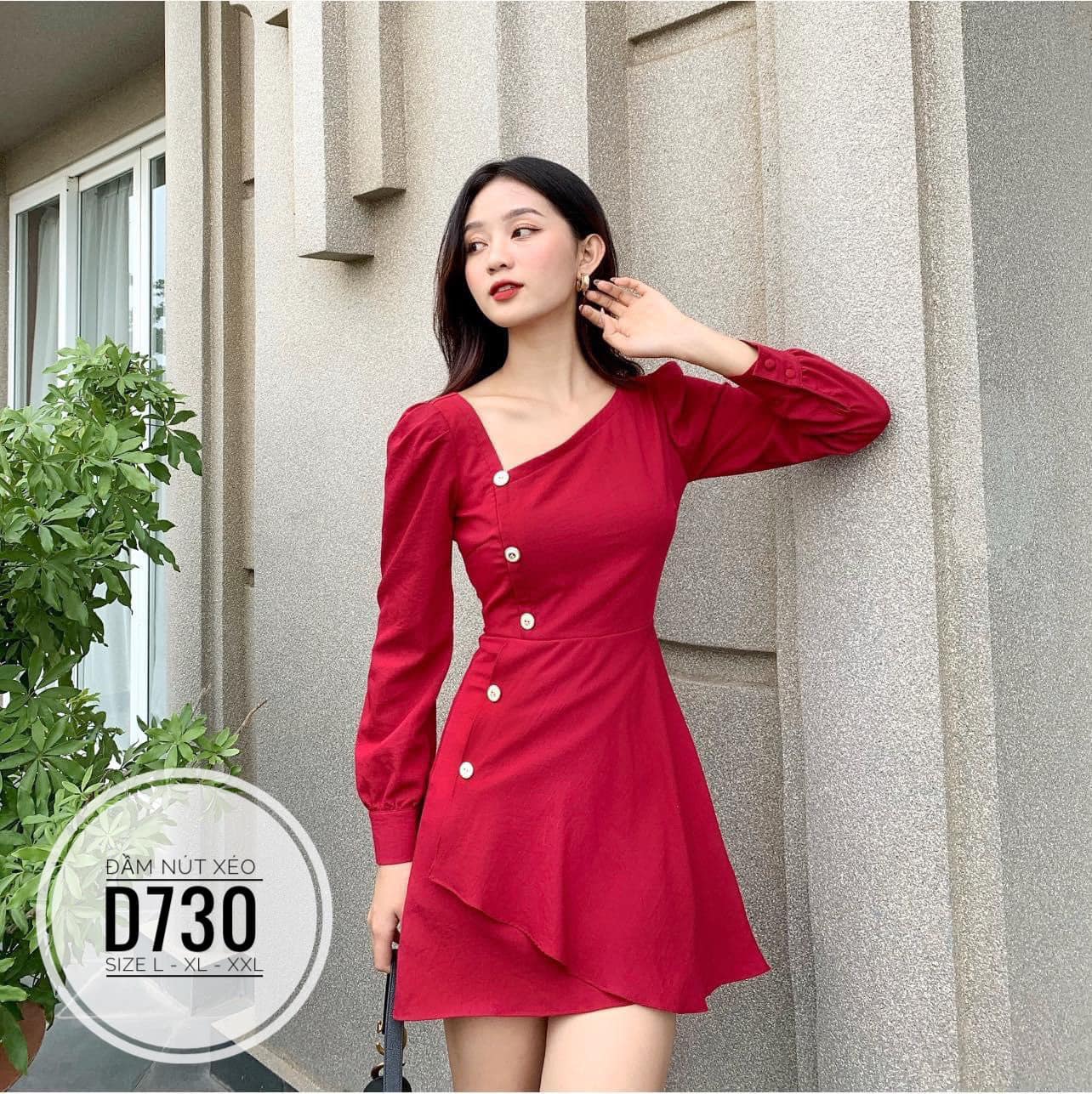 ĐẦM BIGSIZE NÚT XÉO LỆCH TÀ