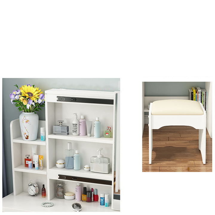 Chair table makeup with mirror, LED lights-modern vanity table, table sets makeup enclosed led high-grade