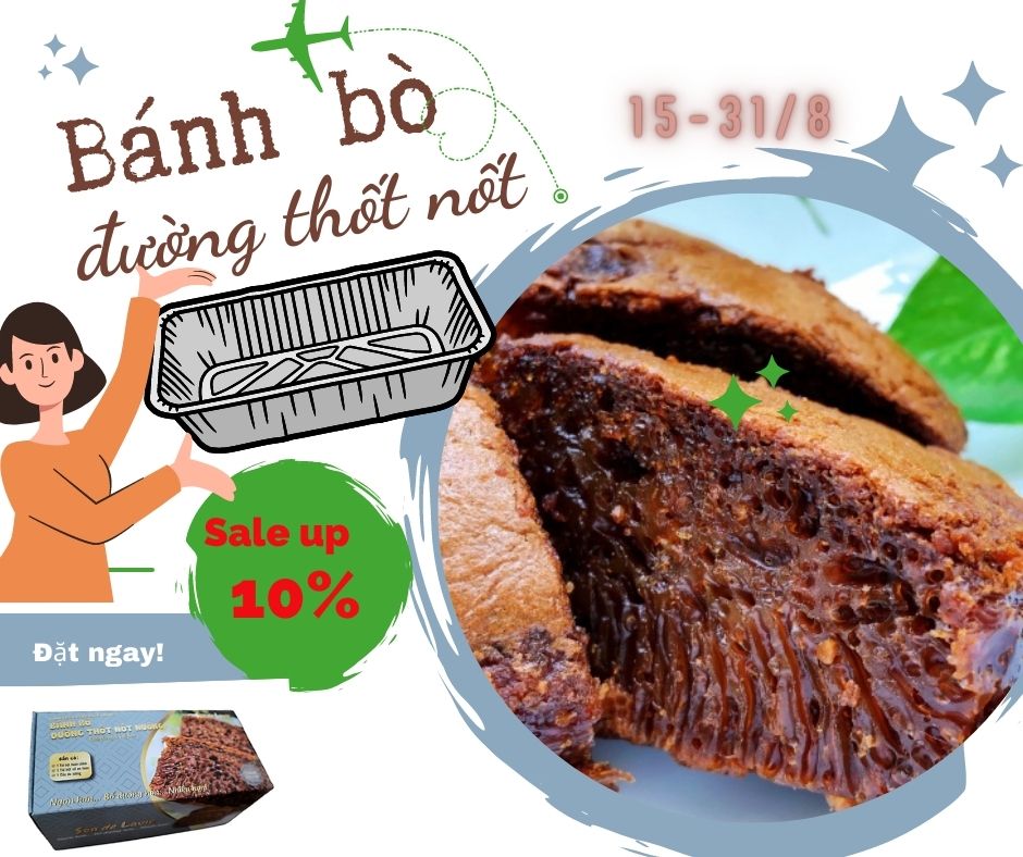 Combo bột Bánh bò đường thốt nốt nướng có kèm khuôn nhôm dùng một lần - Nướng được trong nồi chiên không dầu, nồi cơm điện, hấp cách thủy đều ngon và bất bại