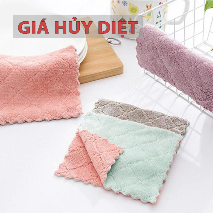 Sét 5 khăn lau đa năng 2 lớp siêu thấm hút - khăn lau bếp, khăn lau chén, khăn lau tay - khan lau da nang - Kích thước 15x25cm