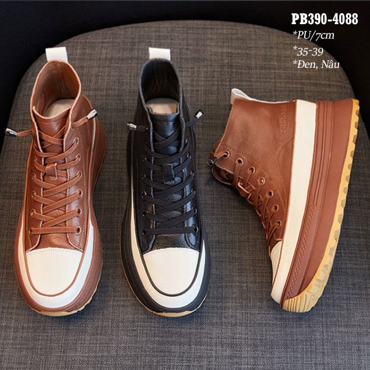 Giày Boot Đế Xuồng 7CM da pu PB390-4088