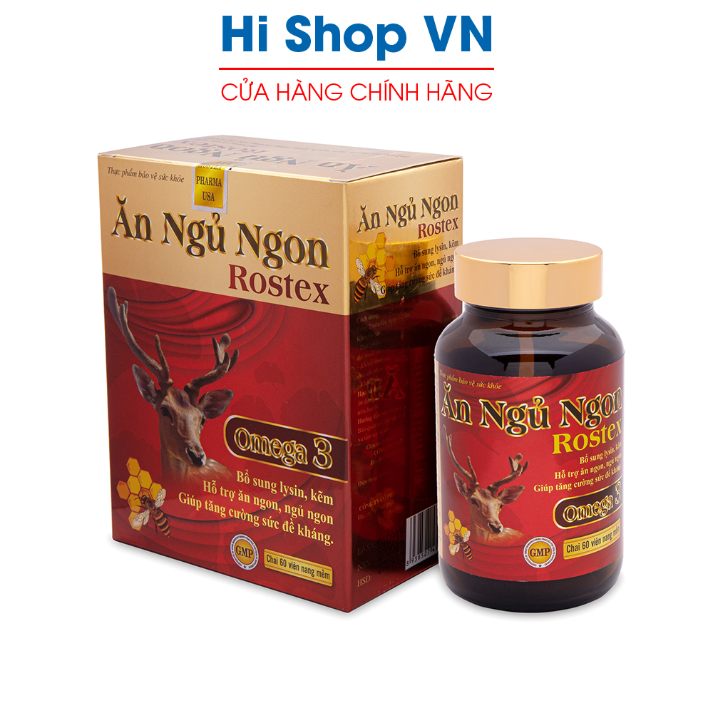Viên ăn ngủ ngon Rostex loại bỏ mất ngủ, căng thẳng, stress, tăng cường sức đề kháng - Hộp 60 viên