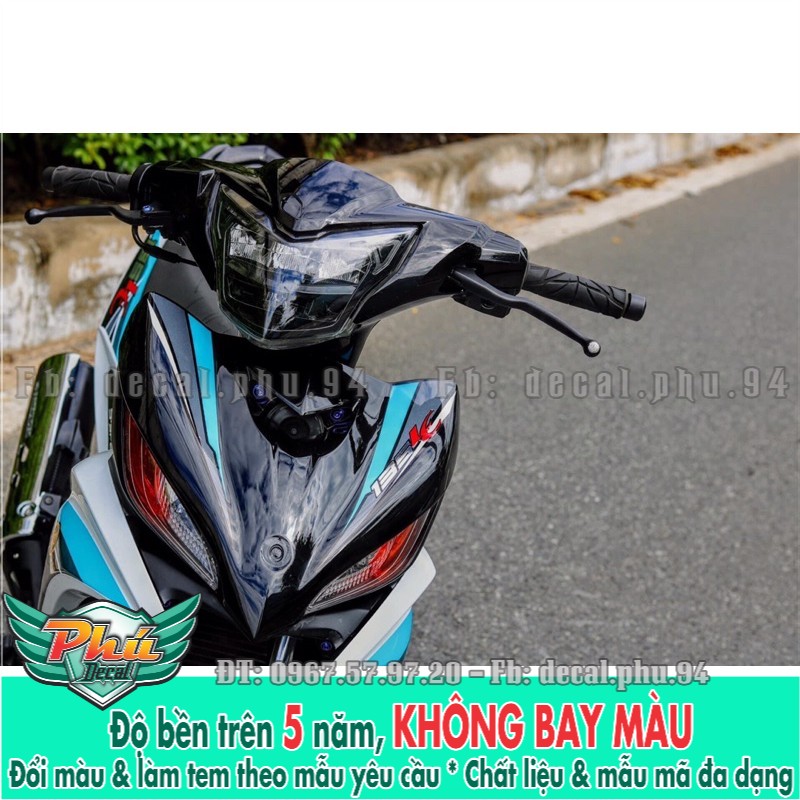 Tem rời rơi Exciter 135 Trắng đen xanh