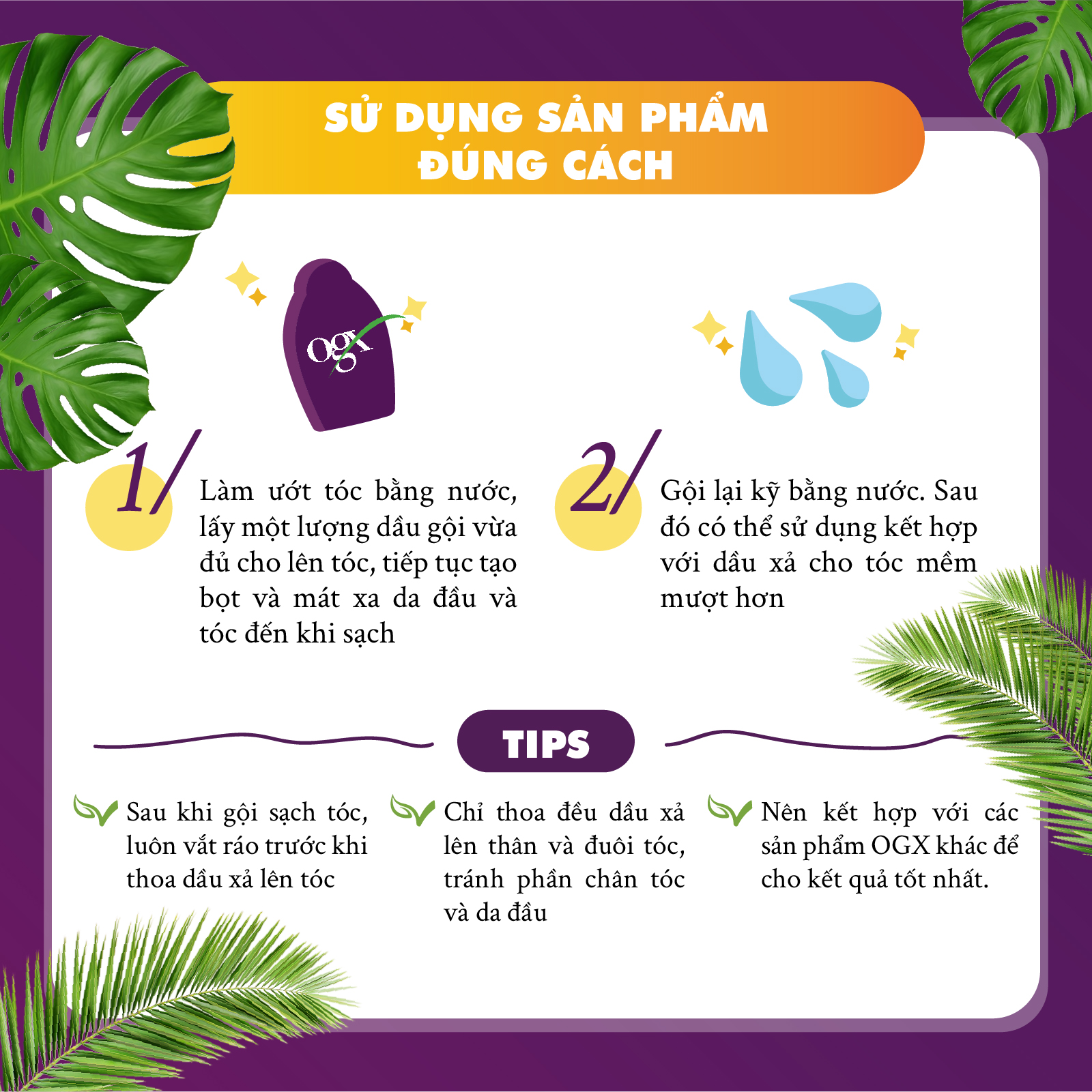 Dầu gội đầu OGX giúp tóc chắc khoẻ làm dày tóc/ ống mượt phục hồi hư tổn/ dành cho tóc xoăn vào nếp dung tích 385ml