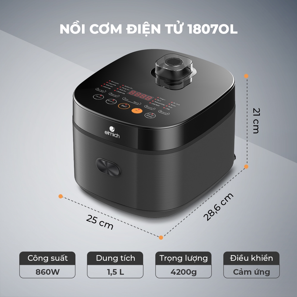 (Duy nhất 20h ngày 24-29.08)Nồi cơm điện tử Elmich 1,5L RCE-1807