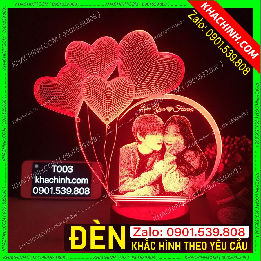 Đèn khắc hình - ảnh người mẫu khung trái tim tình yêu - Thiết kế theo yêu cầu - Quà tặng người yêu ... đèn khắc hình theo yêu cầu