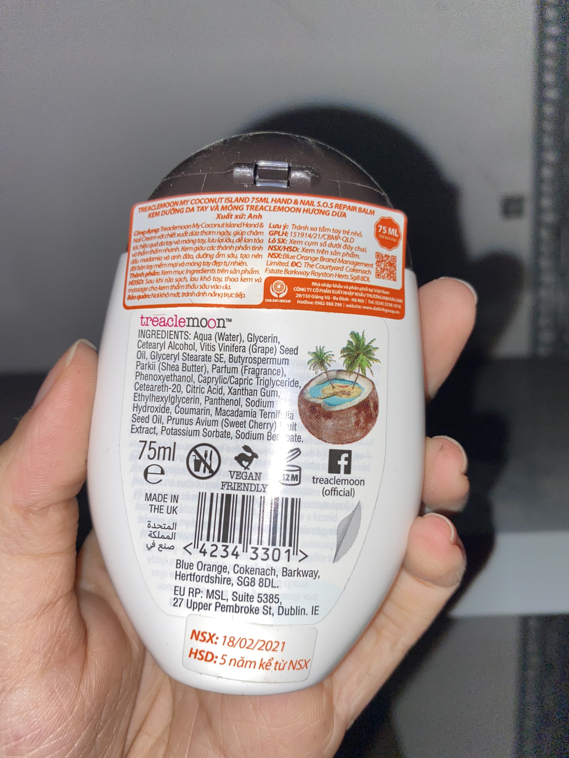 Kem dưỡng da tay và móng Treaclemoon hương dừa 75ML