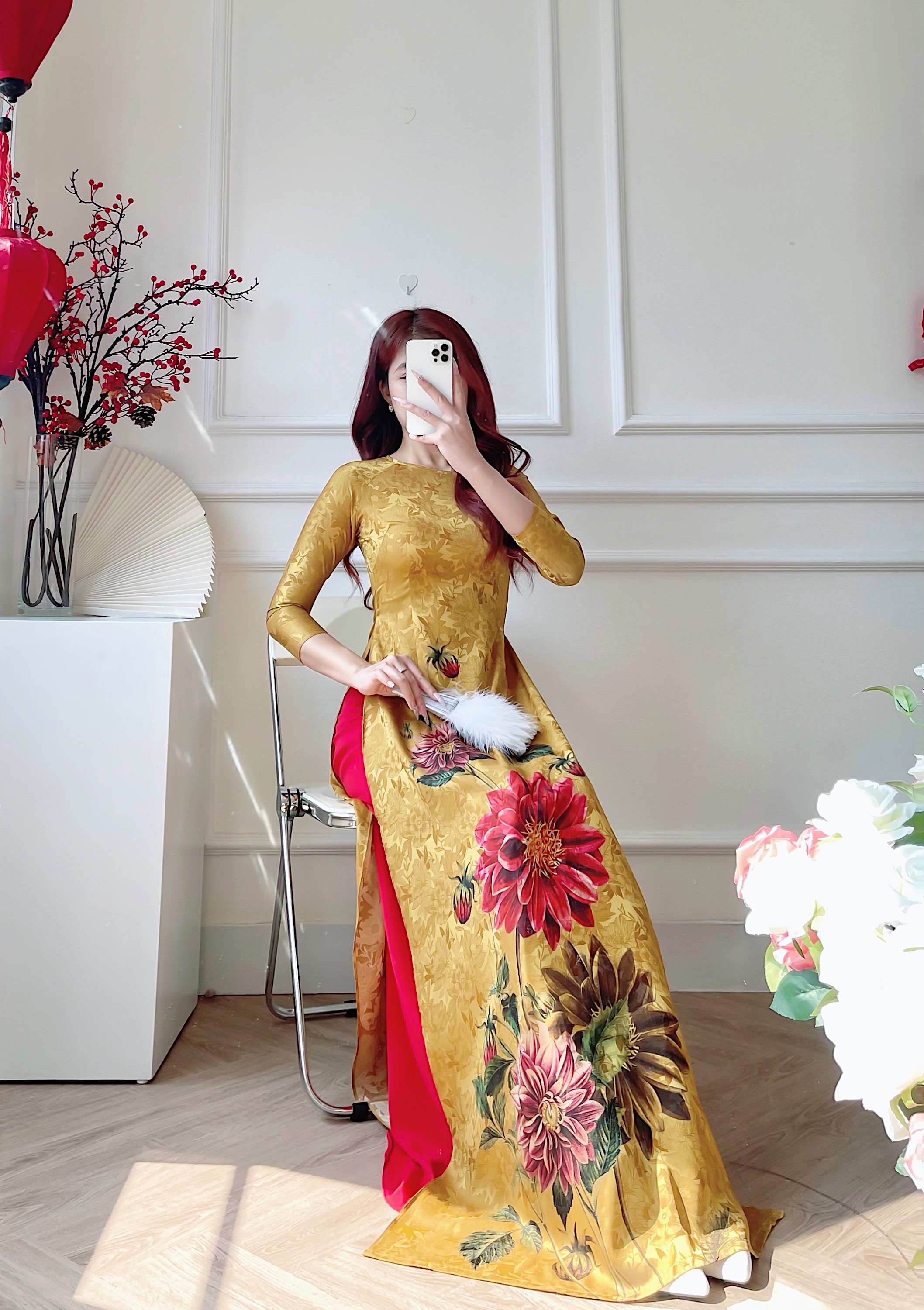 Áo dài áo dài cách tân lụa đông hưng MÃ TV02