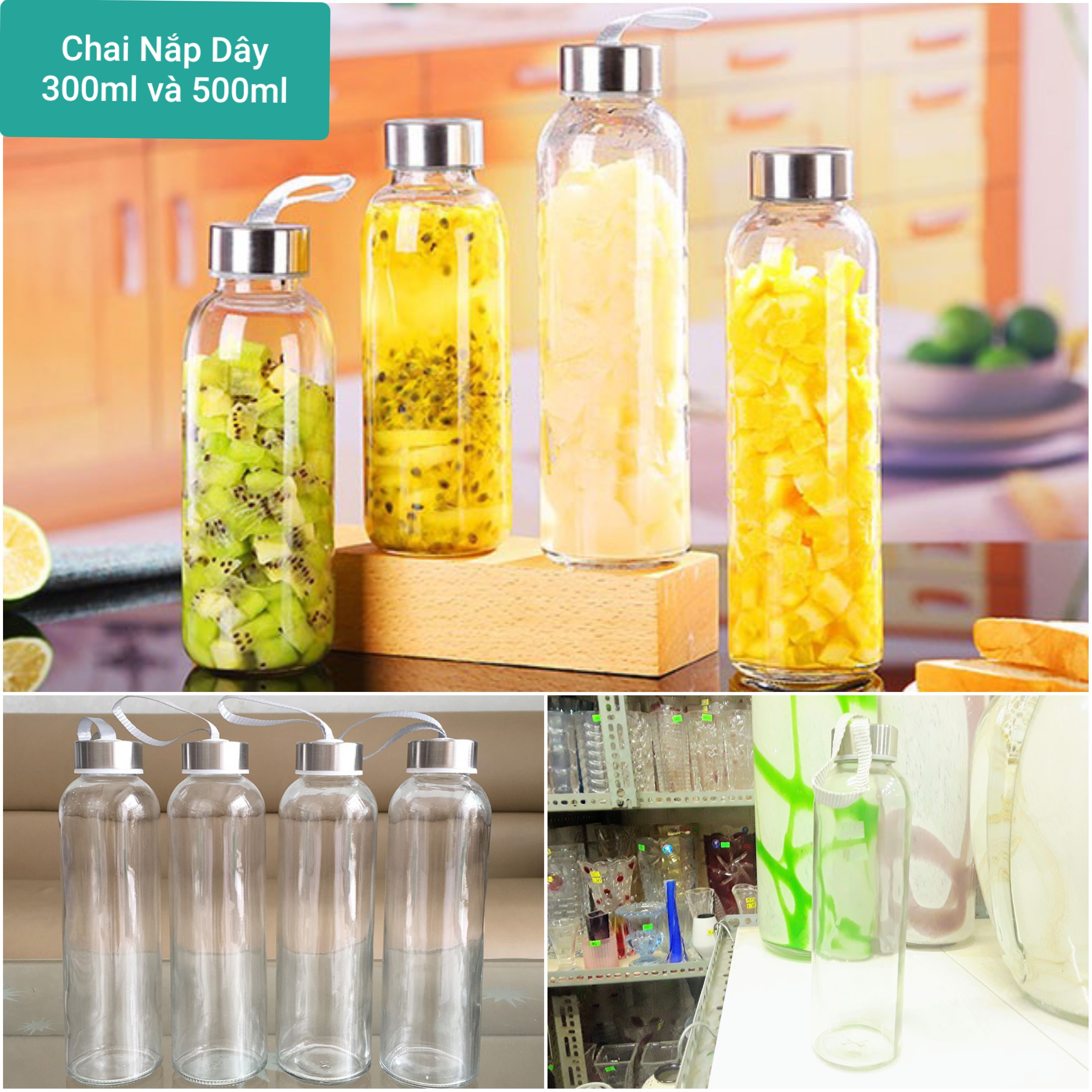 Combo 5 chai thủy tinh từ 300ml - 500ml các loại ( chọn 1 trong các cấu hình )