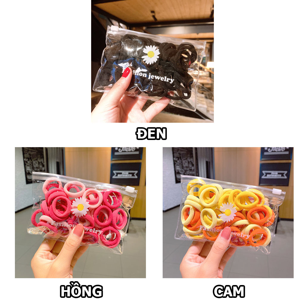 Cột tóc vải mini túi zip 50 cái dễ thương CT69