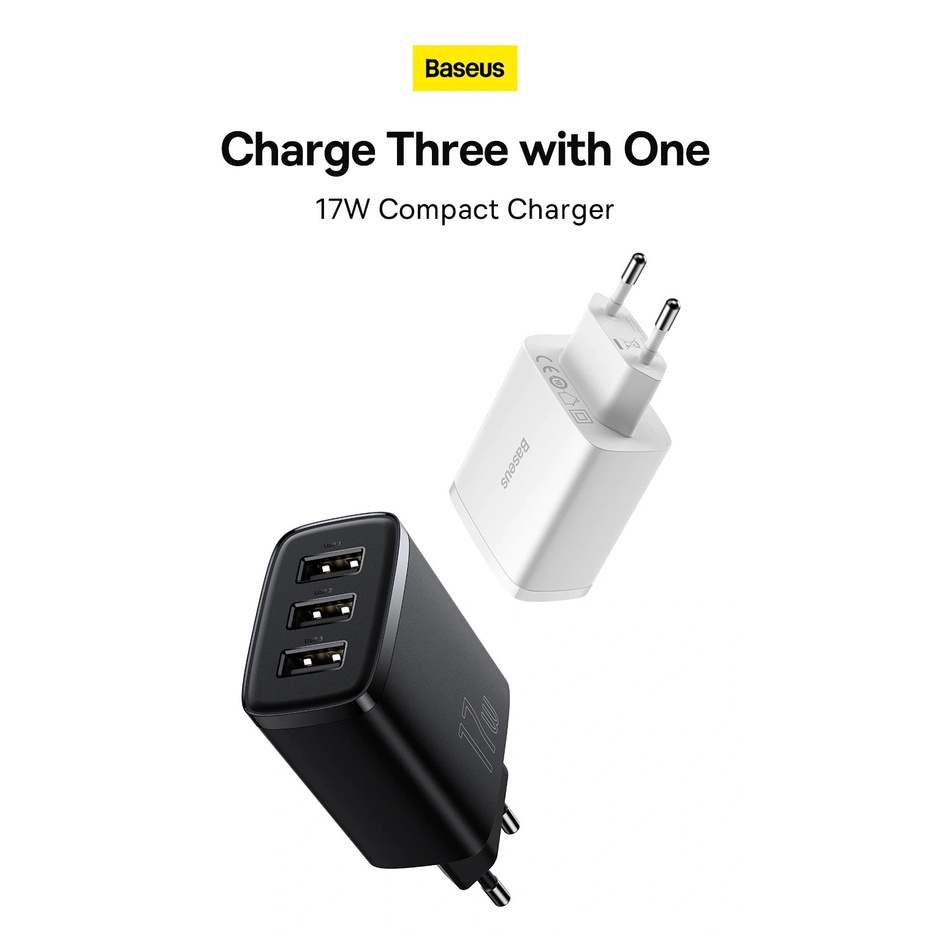 Củ Sạc Đa Năng Baseus Compact Charger  3 cổng USB CCXJ 17W