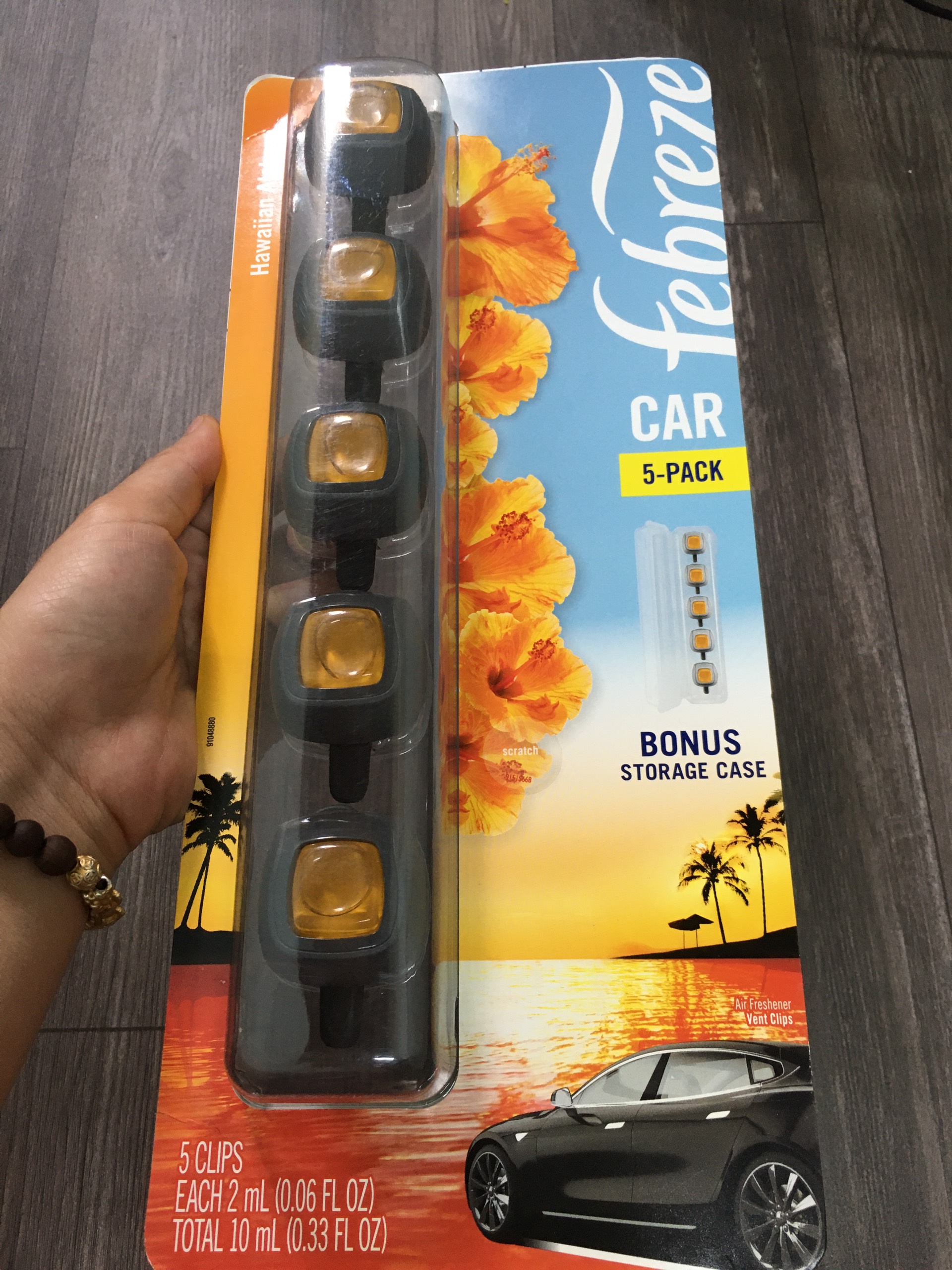 Set 5 lọ nước hoa ô tô, nước hoa xe hơi mỹ Febreze Air Freshener Car Vent Clips Mùi Việt kiều Mỹ 10ml (xanh - cam)