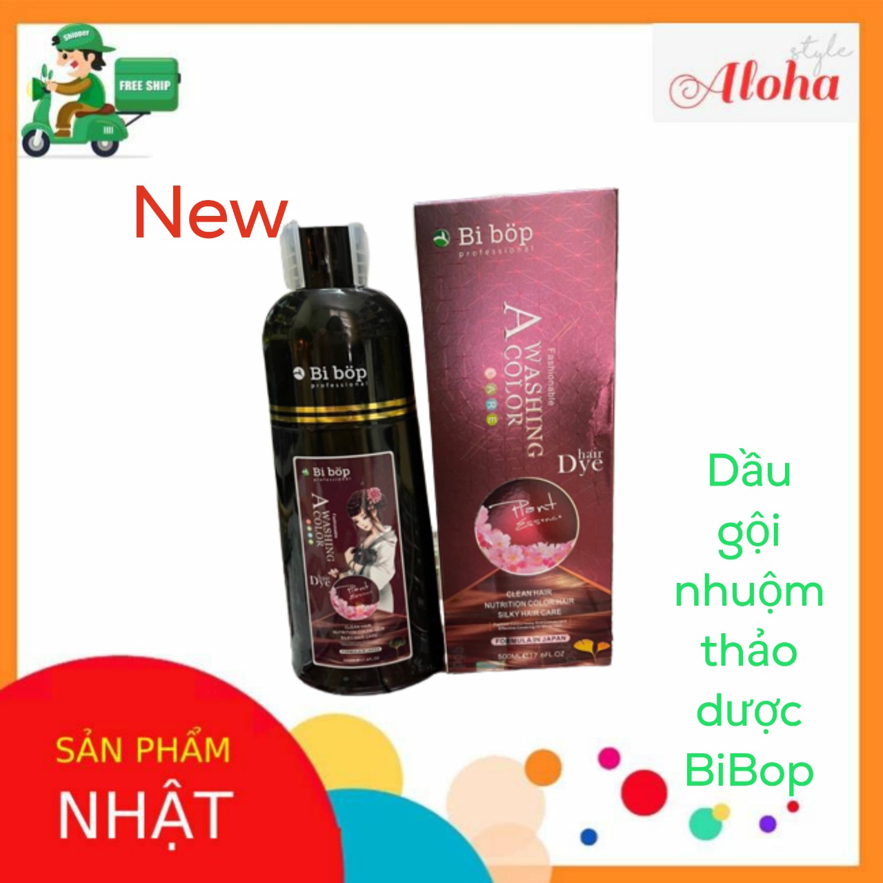 Dầu Gội Nhuộm Thảo Dược Phủ Bạc BIBOP Nhật Bản - Đen Tóc, Nâu Tóc