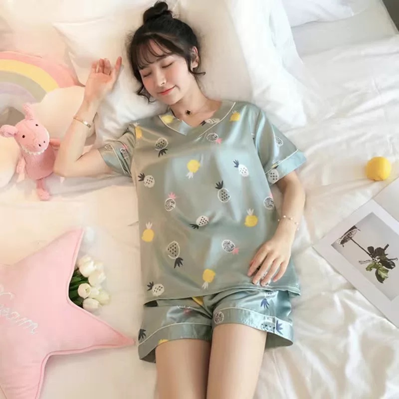 (1) [HCM] [Bigsize 3XL- 5XL] [Ảnh thật] [M-5XL] [Siêu rẻ] Bộ đồ ngủ/ mặc nhà lụa đùi cổ tim