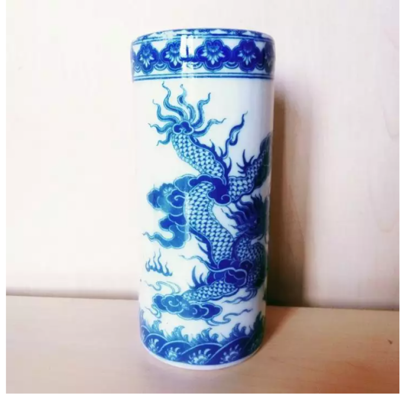 Ống hương thờ 20-23cm, họa tiết long phụng gốm sứ Bát Tràng