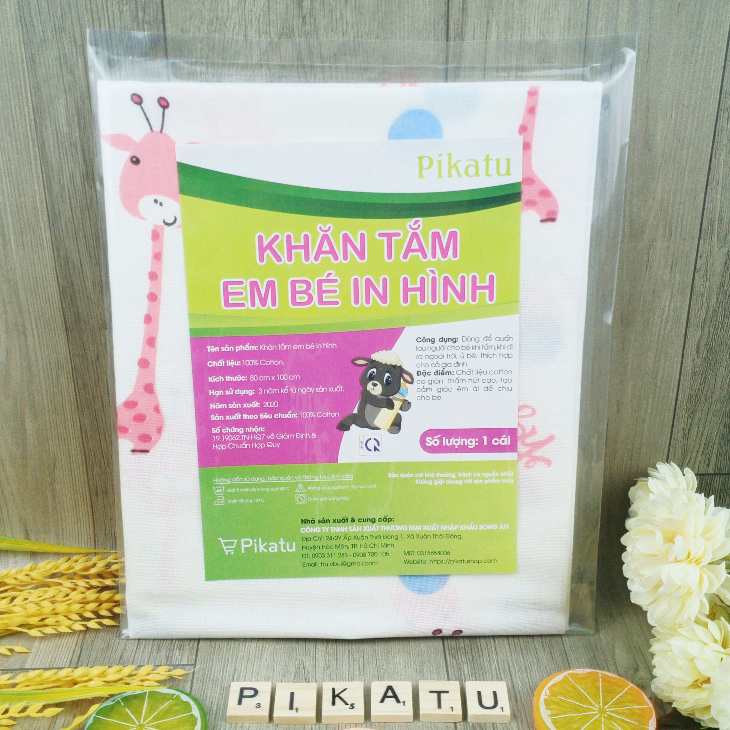 Khăn tắm xô hoa in hình 80cm x 100cm
