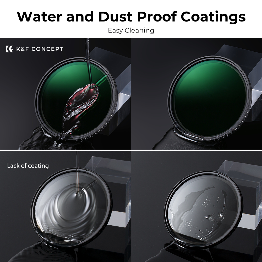 K&F Concept 49/52/55/58/67/72/77/82mm ND8-ND2000 (3-11stop) Variable Neutral Density Lens Filter Waterproof Adjustable ND Lens Filter with 24 Multi-Layer Coatings for Camera Lens
