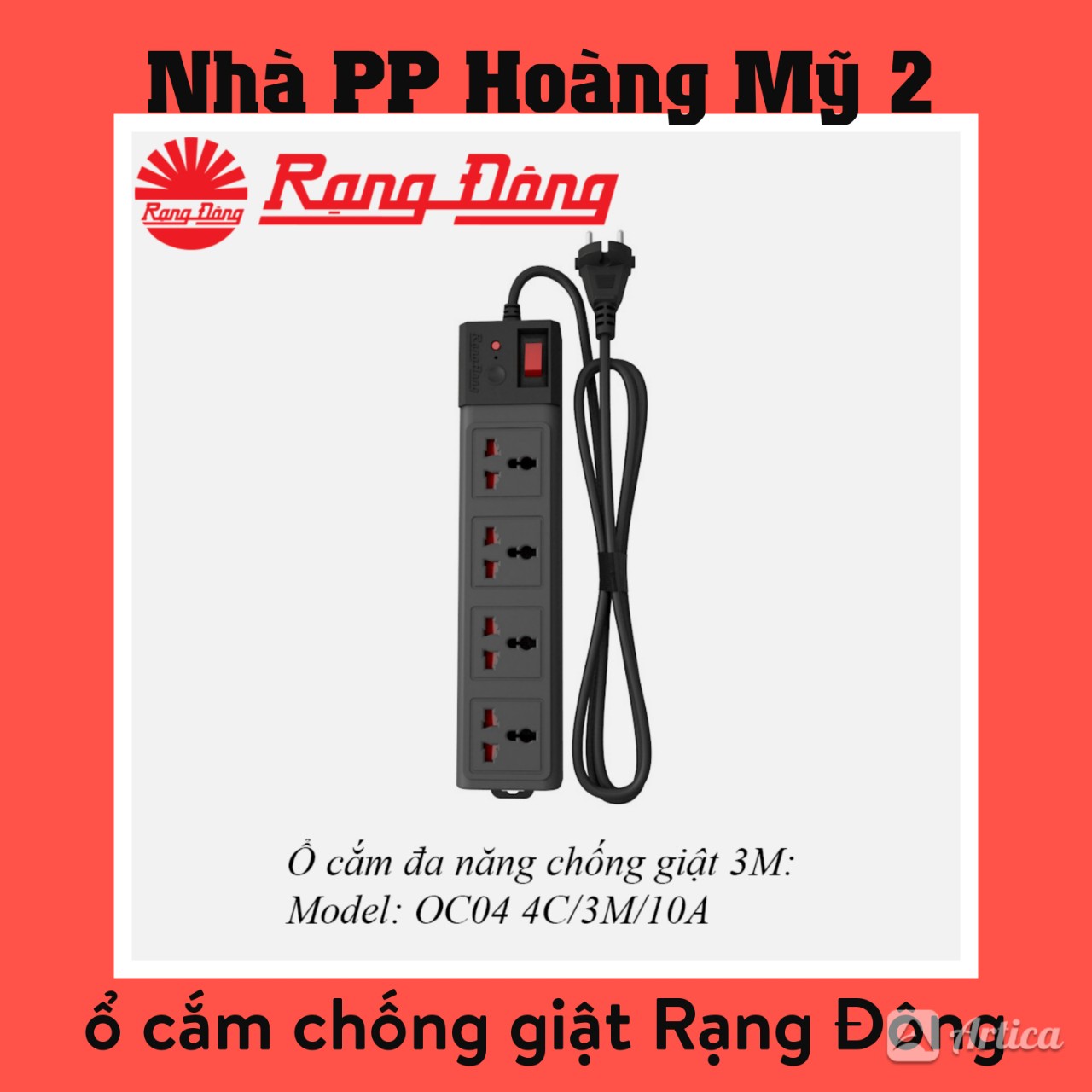 Ổ cắm điện đa năng chống giật rạng đông 3m - 2500w