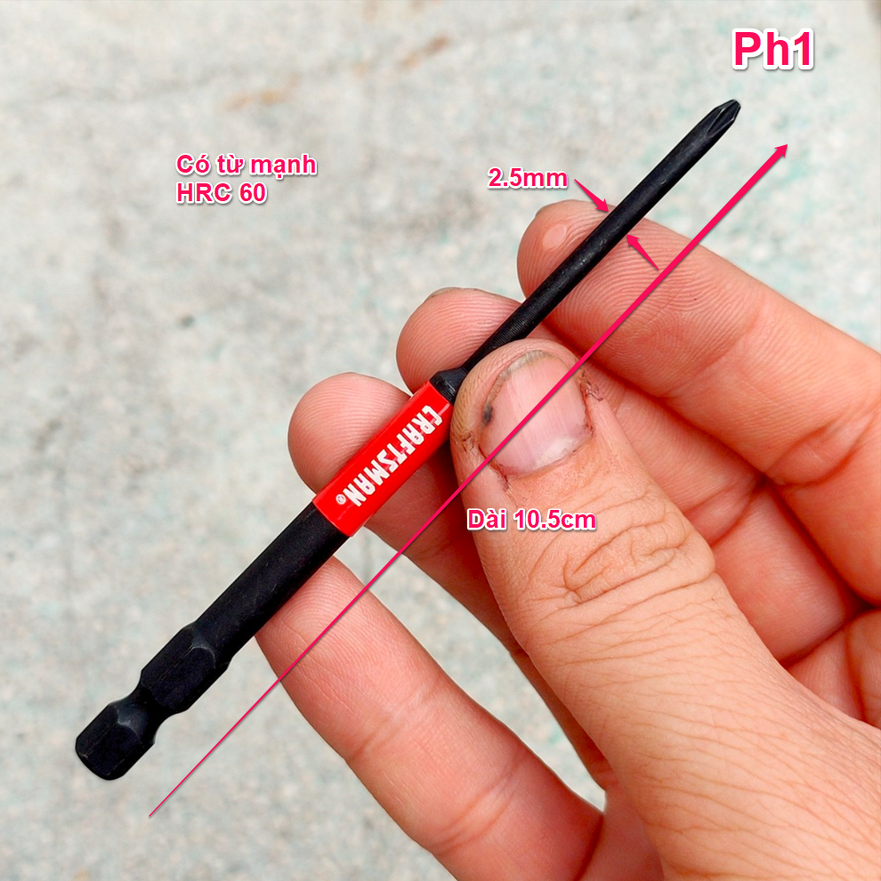 Mũi Vít baka dẹp loại dài - Ph0 Ph1 Ph2 Ph3 SL5, Vít điện tử