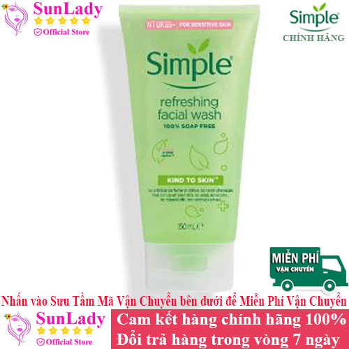 Sữa Rửa Mặt Dịu Nhẹ Dạng Gel Simple Refreshing 150ml chính hãng