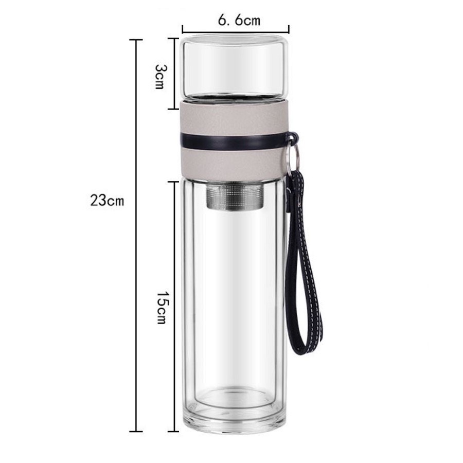 Bình Pha Trà Cao Cấp, Bình Thủy Tinh 2 Lớp Cách - Dung Tích 450ml