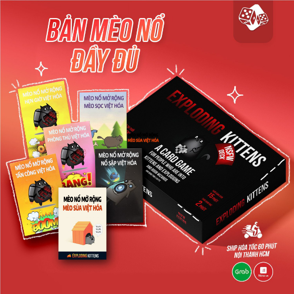 Combo mèo nổ - full 6 bản mèo nổ mở rộng - exploding kittens