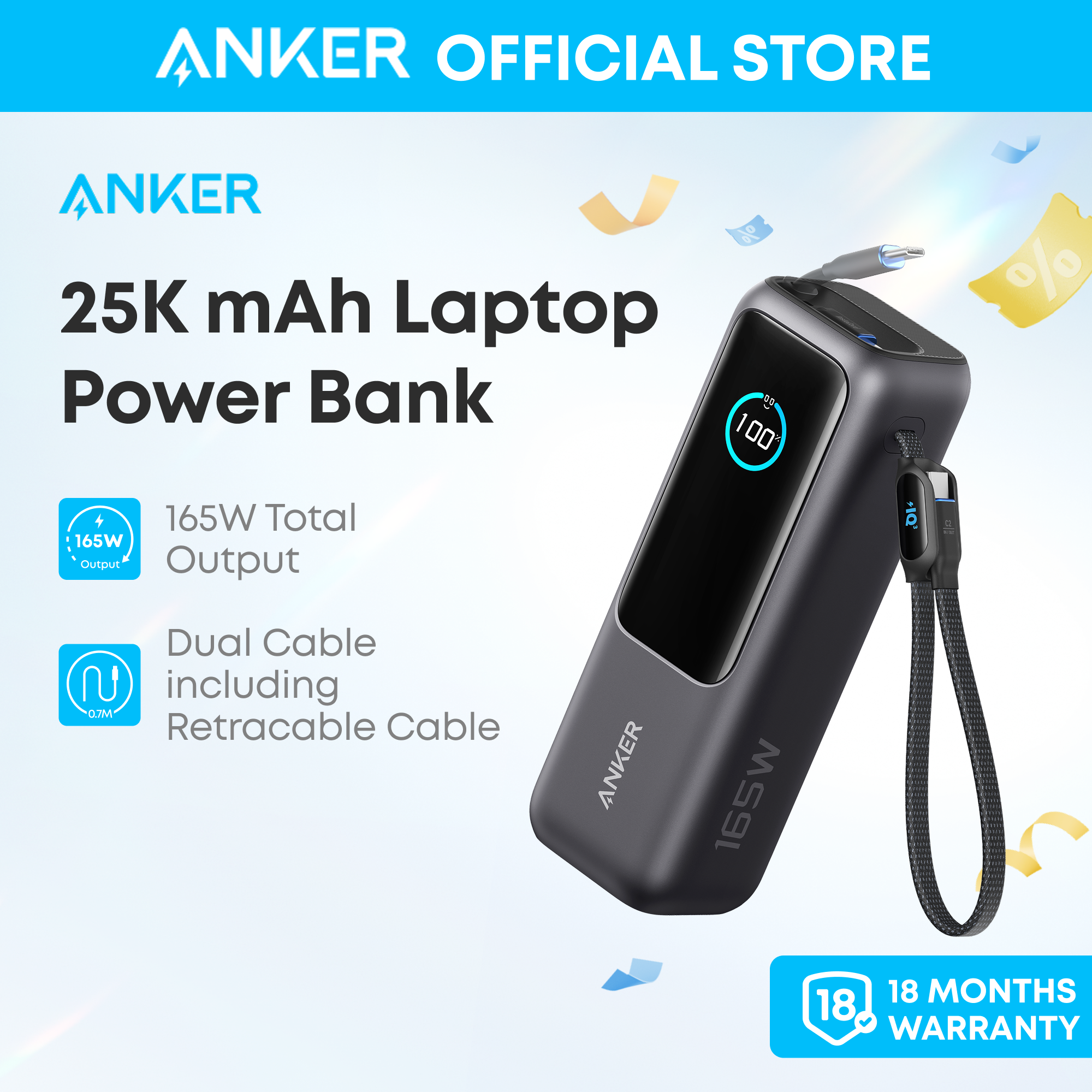 Anker Power Bank 25,000mAh Portable Charger with Triple&hellip;