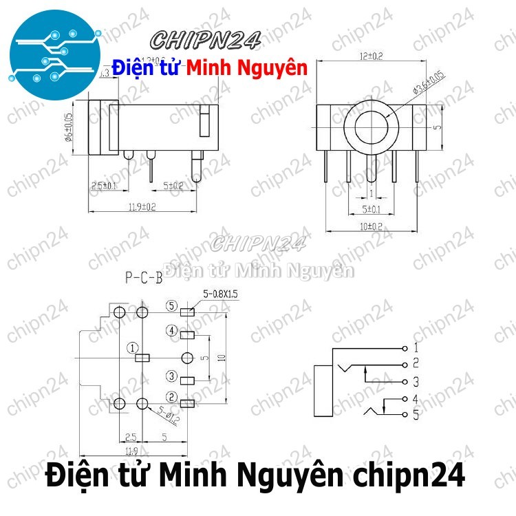 [3 cái] (F111.1) Jack Audio 3.5MM 3F07 5P Màu Đen - HH000180
