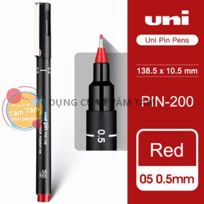 Bút vẽ kỹ thuật Uni Pin, Bút line đi nét Uni pin màu xanh dương và Uni Pin màu đỏ-Dụng cụ vẽ Tâm Tâm