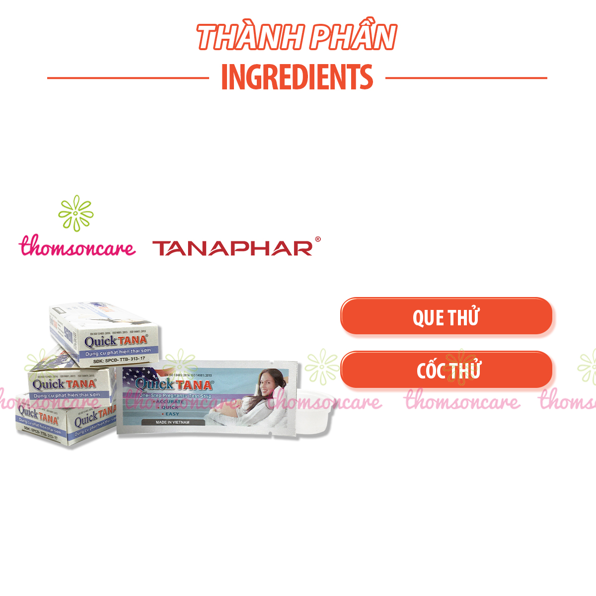 [CHE TÊN] Combo 5 Que thử thai Quicktana - test thai nhanh Quick Tana