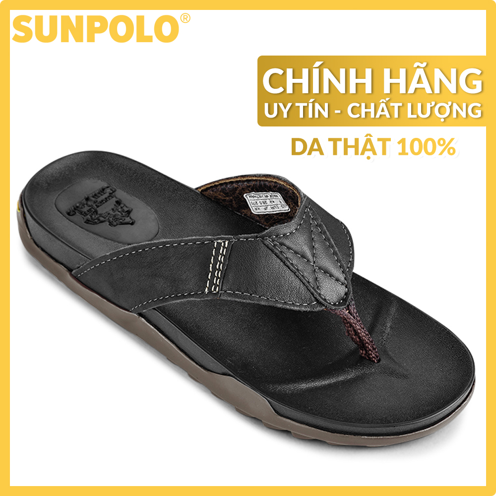 men genuine leather flip-flop (black, brown)