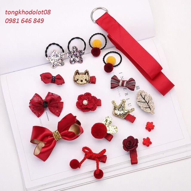 Hộp phụ kiện tóc 18 món cho bé