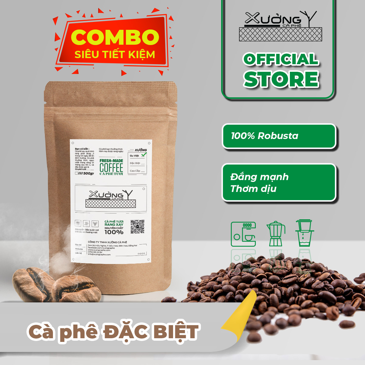 Combo 500gr Cà Phê Đặc Biệt + Hộp sữa 380gr