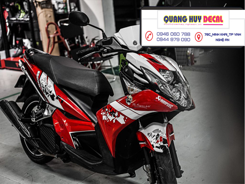 Tem trùm Nouvo đỏ trắng - Độ dán team trùm decal xe máy Nouvo đỏ trắng - Team trùm decal xe máy Nouvo rẻ đẹp và chất