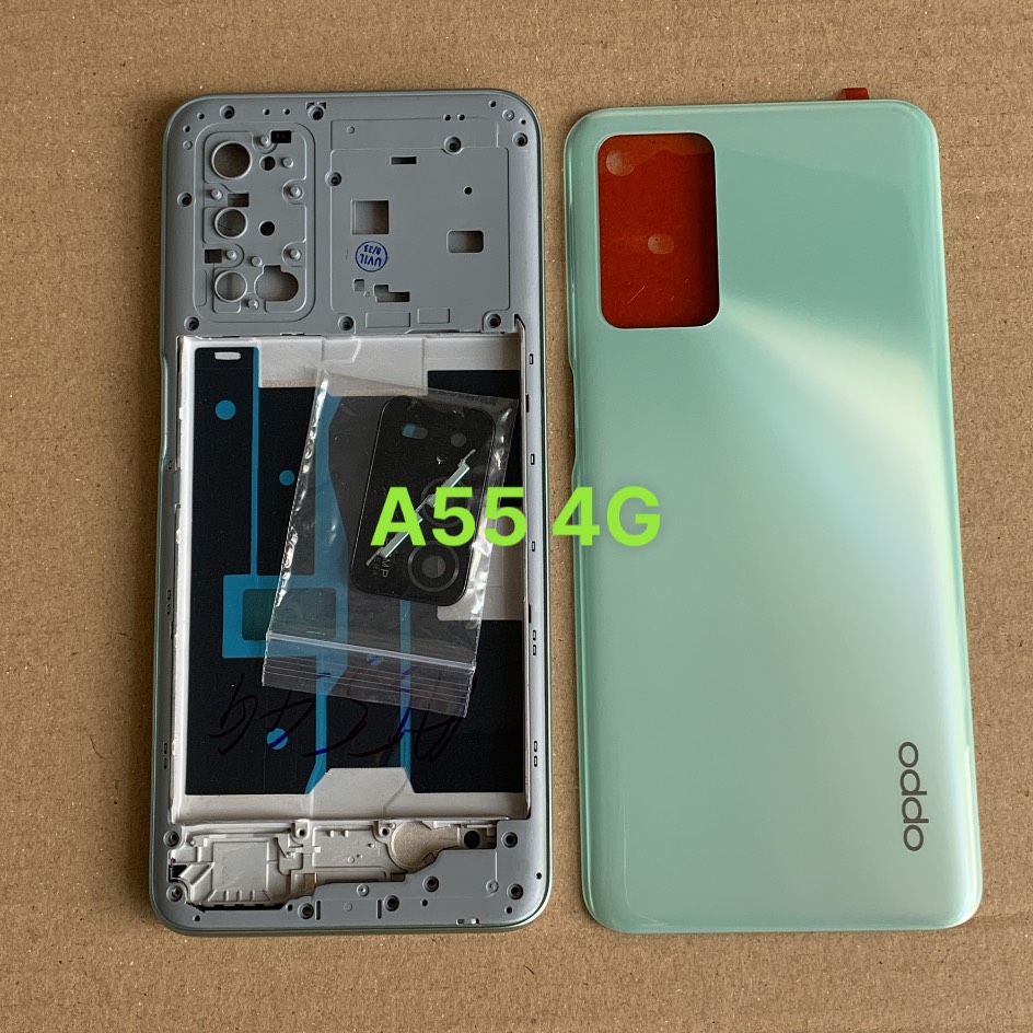 Bộ vỏ zin oppo a55 4g ,bộ vỏ sườn oppo a55 bản 4g kèm phím, kính camera)
