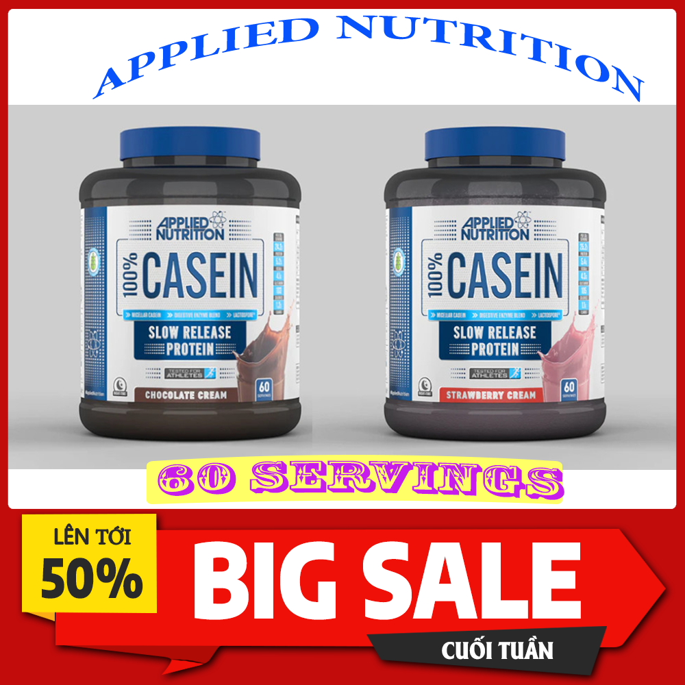 Whey CASEIN 1.8KG Applied Nutrition 60 Servings - Whey nuôi cơ bắp ban đêm trải dài khi ngủ