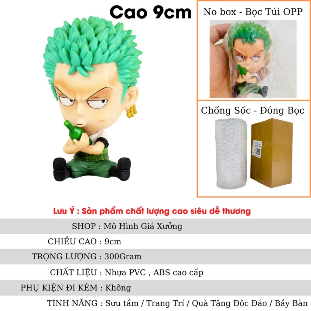 [Hoàn Tiền 10%]Mô hình Roronoa Zoro Chibi Cao 9 cm -Tượng Figure One Piece