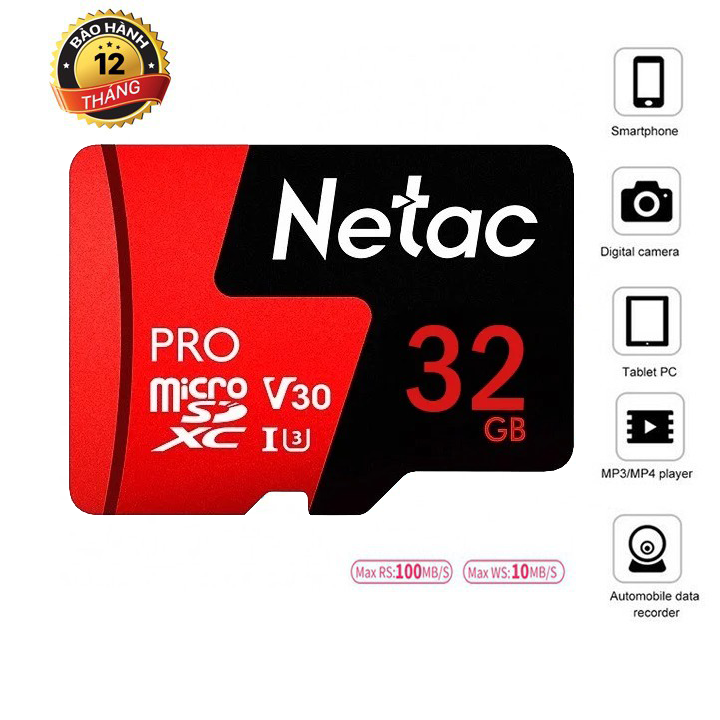 Thẻ nhớ Netac 32Gb Class 10 chuyên camera
