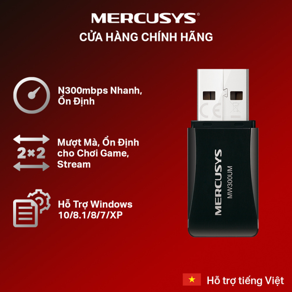 Bảng giá Bộ Chuyển Đổi USB Wifi Mini MERCUSYS MW300UM N300 - Hãng Phân Phối Chính Thức Phong Vũ