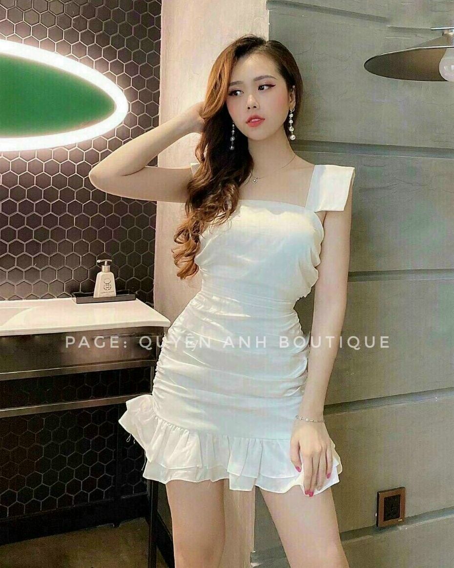 -Đầm-Đầm 2 dây bản lớn bèo lai cực xinh-Thời trang nữ cao cấp