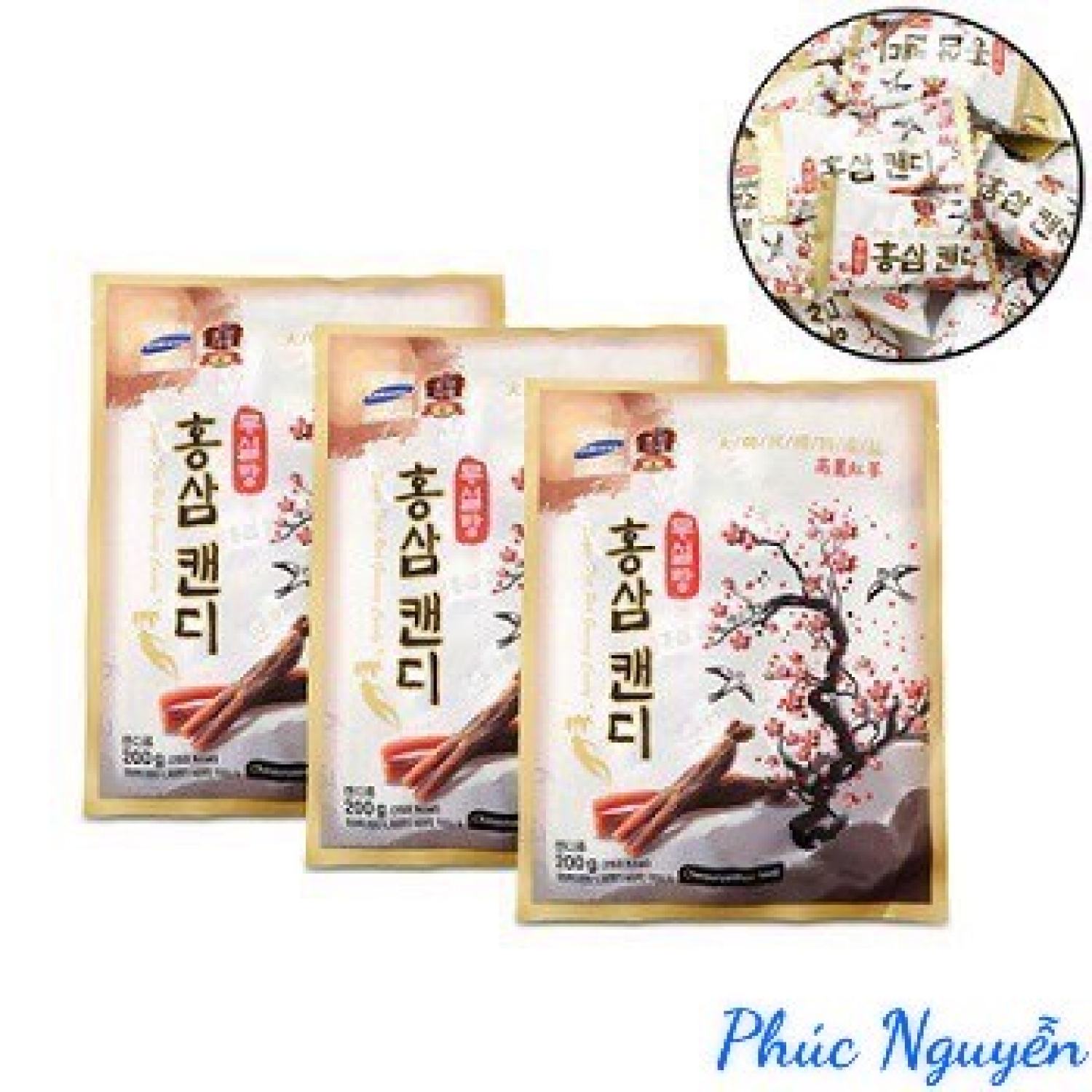 Kẹo Hồng Sâm Không Đường Cành Đào Hàn Quốc (gói 200g)