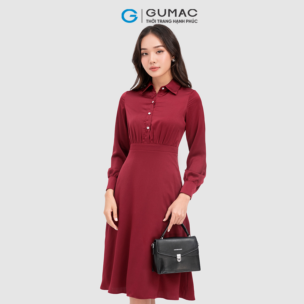 [15 - 17.5 | TẶNG QUÀ đơn từ 499K] Đầm sơ mi phom A thời trang GUMAC DC11098