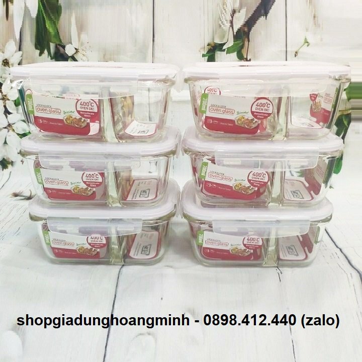 [HCM]hộp cơm thủy tinh lock&lock - hộp cơm thủy tinh lock&lock 2 ngăn