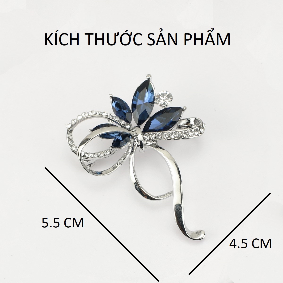 [HCM]Trâm Cài Áo Nữ Đính Đá Hình Nơ - Xanh
