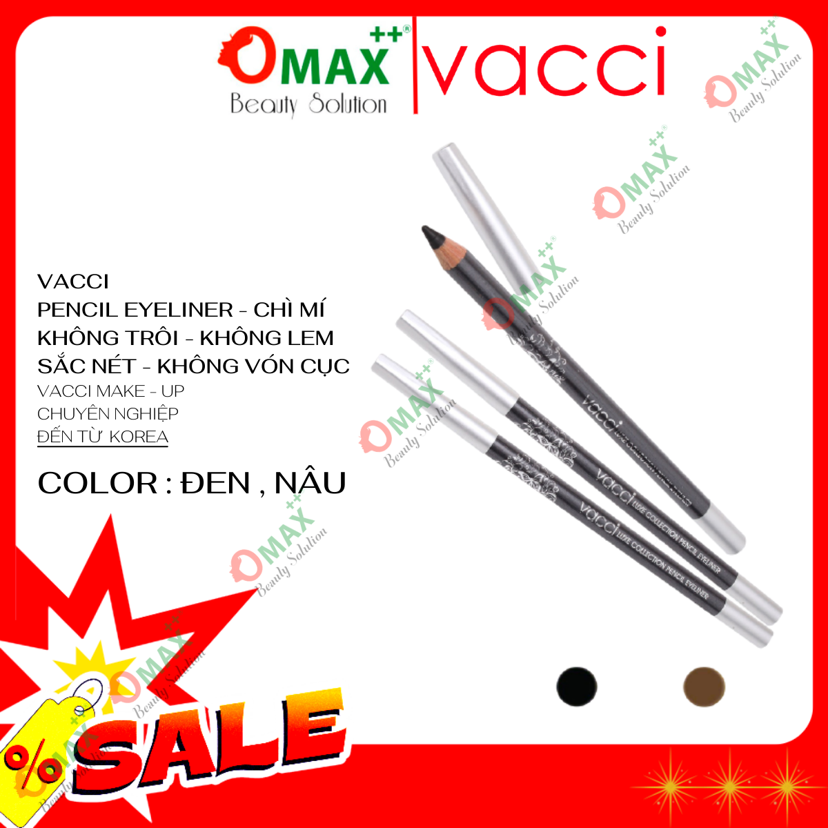 Chì kẻ mí VACCI - Không Trôi - Không Lem - Không Vón Cục Vacci