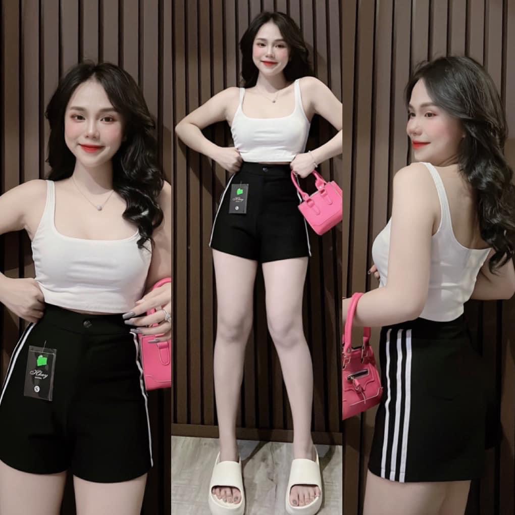 Quần Short nữ UMI lưng cao co giãn ( ba sọc hông )