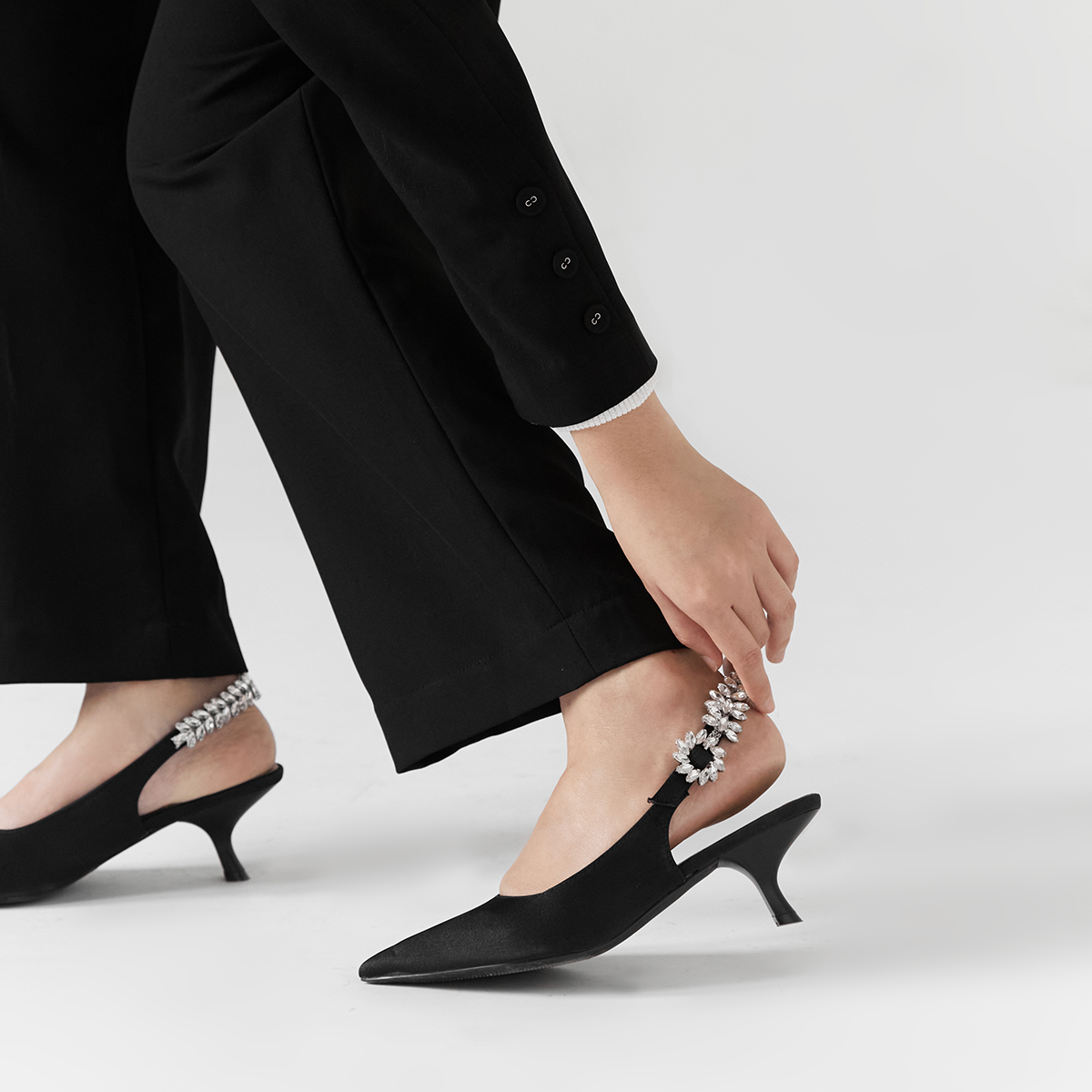 Giày Cao Gót Floralpunk Crystal Slingback Heels 5Cm