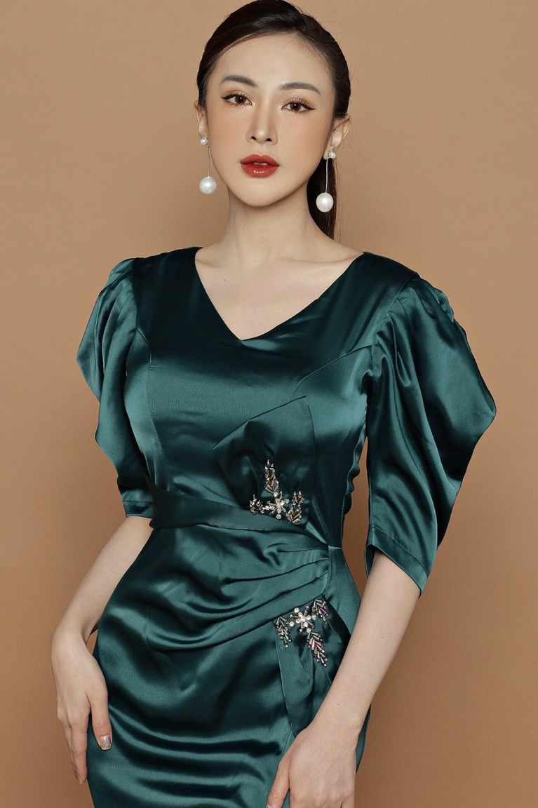 Đầm Dạ Hội Tay Phồng Đính Pha Lê - YB210325