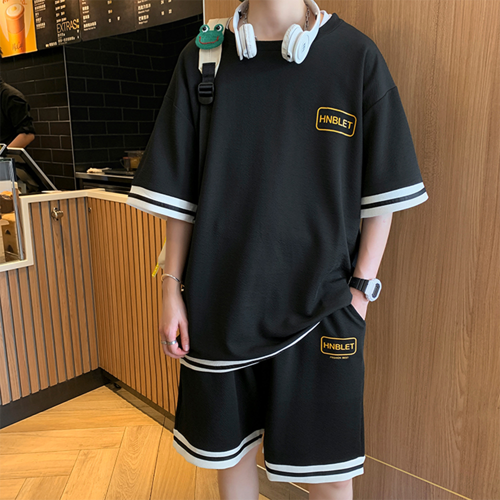 Bộ Đồ Thun Nam Hot Trend Mùa Hè Năm 2024 Gấu Phối Sọc Đơn Giản Trẻ Trung Áo Ngắn Tay Cổ Tròn Kết Hợp Quần Shorts Đùi 4MEN SET NAM 90000161C3