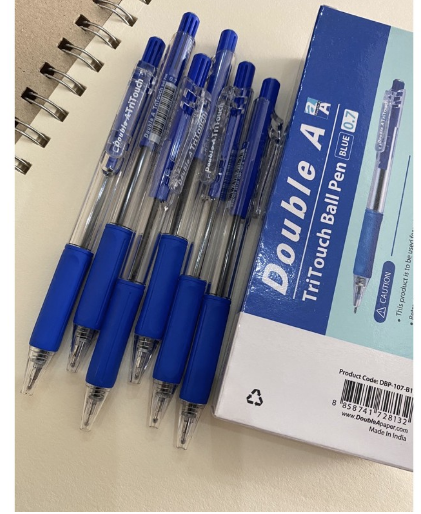 Combo 4 cây bút bi Double A Tri Touch 0.7mm xanh.